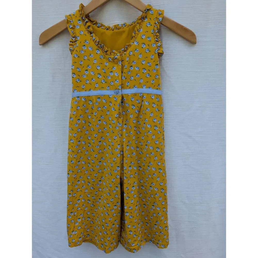 Janie And Jack Girls Floral Ruffle Trim Jumpsuit Sz‎ 3 Sun Shower Floral Yellow